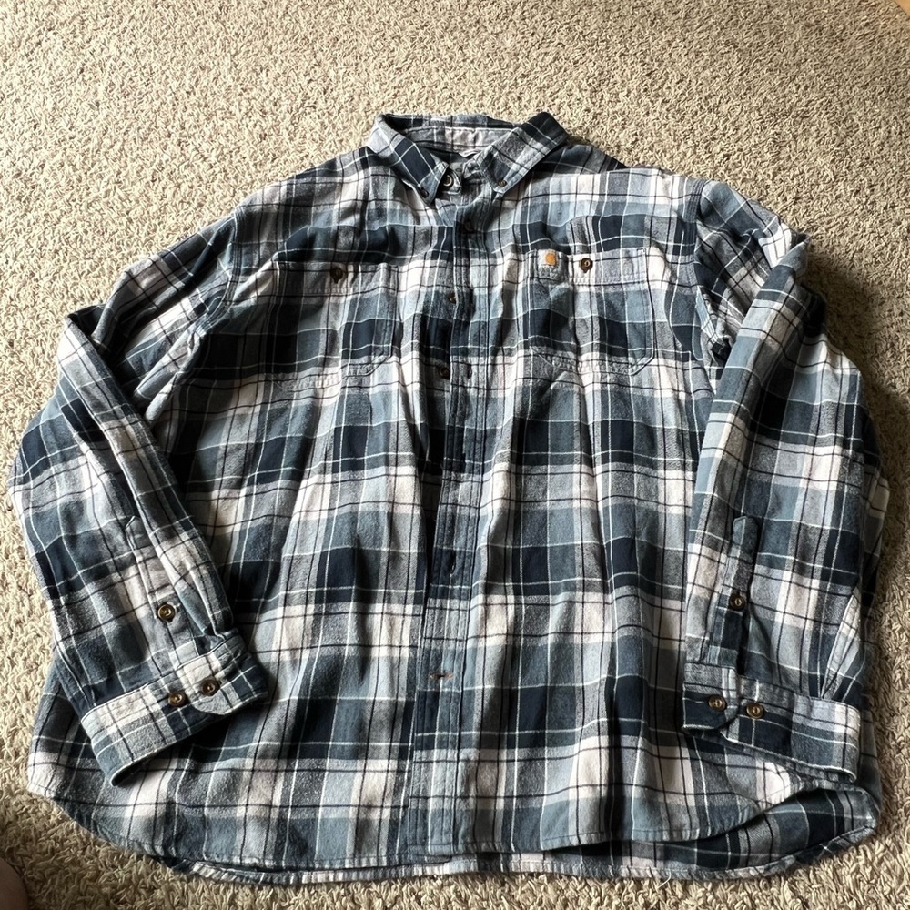 Carhartt Blue Casual Button Down Shirt flannel